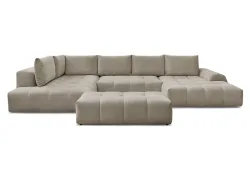 Panorama-Ecksofa mit Hocker BOBOCHIC EVEREST Stoff chiniert taupe