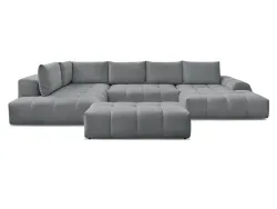 Panorama-Ecksofa mit Hocker BOBOCHIC EVEREST Stoff chiniert dunkelgrau