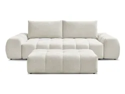 3er Sofa mit Hocker BOBOCHIC EVEREST Stoff chiniert weiss