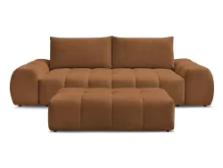 3er Sofa mit Hocker BOBOCHIC EVEREST Stoff chiniert orange