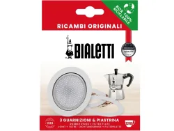 Bialetti - Set: Filter und 3 Dichtungen, 91 mm, Chrom