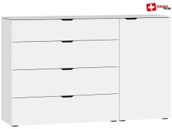 Kommode EVOLUTION 1 Tür 4 Schubladen 43x135x87cm weiss glas