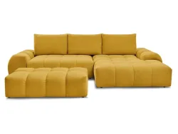 Ecksofa mit Hocker BOBOCHIC EVEREST Stoff mit Textur gelb