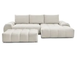 Ecksofa mit Hocker BOBOCHIC EVEREST Stoff mit Textur beige