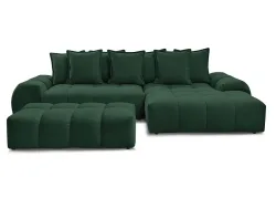 Ecksofa mit Hocker BOBOCHIC EVEREST Stoff mit Textur grün