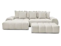 Ecksofa mit Hocker BOBOCHIC EVEREST Stoff mit Textur beige