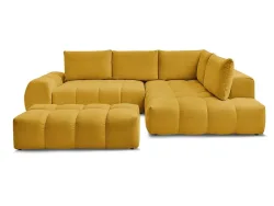 Ecksofa mit Hocker BOBOCHIC EVEREST Stoff mit Textur gelb