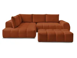 Ecksofa mit Hocker BOBOCHIC EVEREST Stoff mit Textur orange