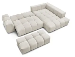 Ecksofa mit Hocker BOBOCHIC EVEREST Stoff mit Textur beige