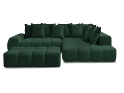 Ecksofa mit Hocker BOBOCHIC EVEREST Stoff mit Textur grün
