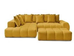 Ecksofa mit Hocker BOBOCHIC EVEREST Stoff mit Textur gelb