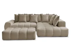 Ecksofa mit Hocker BOBOCHIC EVEREST Stoff mit Textur taupe