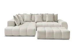 Ecksofa mit Hocker BOBOCHIC EVEREST Stoff mit Textur beige