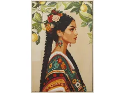 Bedruckte und handbemalte Leinwand LEYLA 1 Stück mehrfarbig 62.5x92.5x3.5cm