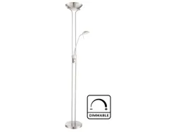 Stehlampe LED LEONAS variable Intensität 180cm 20W silberfarben