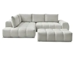 Ecksofa mit Hocker BOBOCHIC EVEREST Stoff mit Textur hellgrau