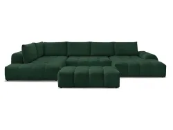 Panorama-Ecksofa mit Hocker BOBOCHIC EVEREST Stoff mit Textur grün