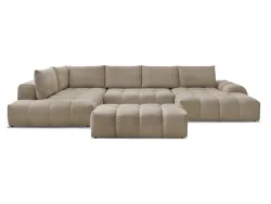 Panorama-Ecksofa mit Hocker BOBOCHIC EVEREST Stoff mit Textur taupe