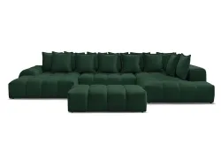Panorama-Ecksofa mit Hocker BOBOCHIC EVEREST Stoff mit Textur grün