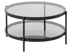 mutoni - Couchtisch Bellevue Glas rauch rund 75, One Size, Schwarz