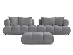 Sofa mit Hocker BOBOCHIC ALYA Boucle-Stoff dunkelgrau