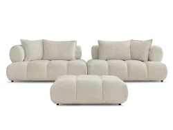 Sofa mit Hocker BOBOCHIC ALYA Boucle-Stoff beige