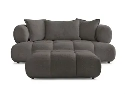 2er Sofa mit Hocker BOBOCHIC ALYA Boucle-Stoff rotbraun