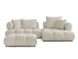 Ecksofa mit Hocker BOBOCHIC ALYA Boucle-Stoff beige