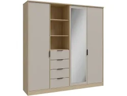 Drehtürenschrank AURORA sand 3 Türen 4 Schubladen