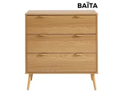 Kommode BAÏTA JEANNE 3 Schubladen 39.5x80x85cm eiche dekor