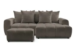 Ecksofa mit Hocker BOBOCHIC ROXELANE Boucle-Stoff rotbraun