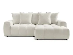 Ecksofa BOBOCHIC ROXELANE Stoff chiniert weiss
