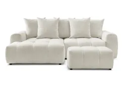 Ecksofa mit Hocker BOBOCHIC ROXELANE Stoff chiniert weiss