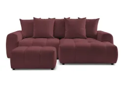 Ecksofa mit Hocker BOBOCHIC ROXELANE Stoff chiniert rot