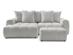 Ecksofa mit Hocker BOBOCHIC ROXELANE Stoff chiniert hellgrau