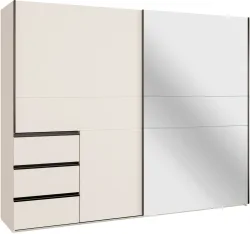 Schwebetürenschrank SUNLIGHT sand 2 Türen 3 Schubladen