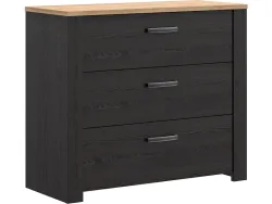 Kommode BOHOL 3 Schubladen 42x101.4x87cm schwarz dekor