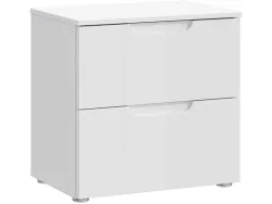 Nachttisch SIENNA 2 Schubladen 50.4x34.4x49.7cm weiss glänzend glitzernd