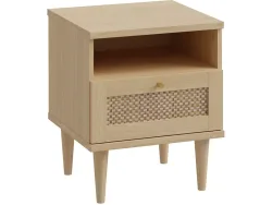 Nachttisch CALASETTA 1 Schublade 45.4x41.4x54.5cm eiche dekor / rattan