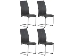 Set mit 4 Stühlen MAT Synthetisches Leder dunkelgrau