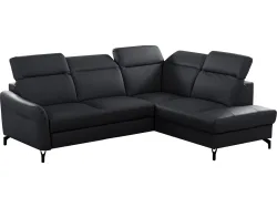 Ecksofa BASEL Echtleder / Synthetisches Leder schwarz