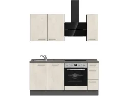 Komplette Küche MODUSET RIVA PREMIUM Weissbeton 60x180cm