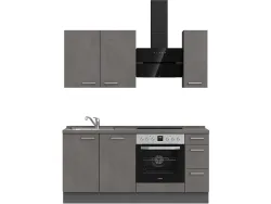 Komplette Küche MODUSET RIVA PREMIUM Beton Schiefergrau 60x180cm