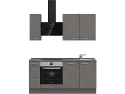 Komplette Küche MODUSET RIVA PREMIUM Beton Schiefergrau 60x180cm