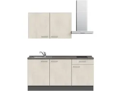 Komplette Küche mit Elektrogeräten MODUSET RIVA CLASSIC Weissbeton 60x180cm