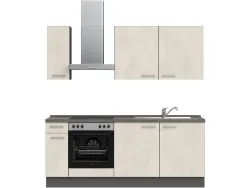 Komplette Küche MODUSET RIVA CLASSIC Weissbeton 60x210cm