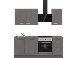 Komplette Küche MODUSET RIVA PREMIUM Beton Schiefergrau 60x210cm