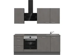 Komplette Küche MODUSET RIVA PREMIUM Beton Schiefergrau 60x210cm