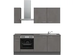 Komplette Küche mit Elektrogeräten MODUSET RIVA CLASSIC Beton Schiefergrau 60x210cm