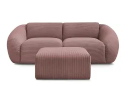 2er Sofa mit Hocker BOBOCHIC TINA Cord-Stoff rosa